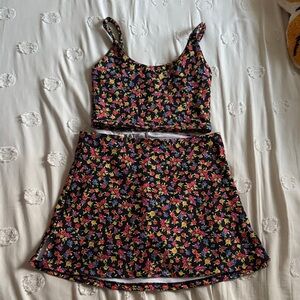 Skatie Black Floral Workout Set